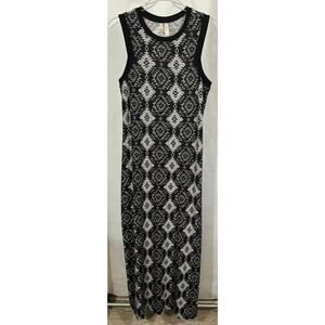 Xhilaration Black & White Aztec Print Sleeveless Maxi Dress Size L